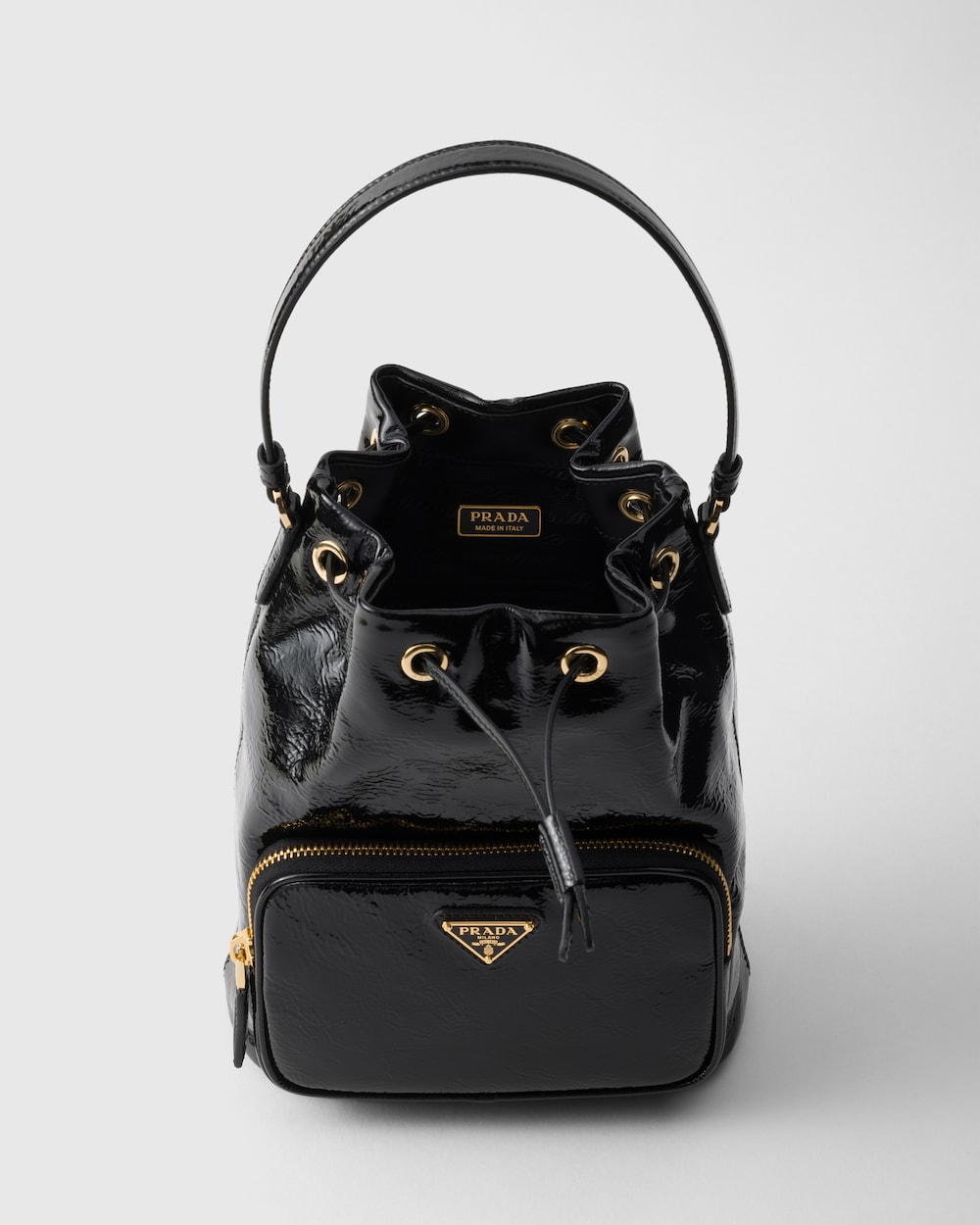 Prada Duet Naplak Patent Leather Bucket Bag - Image 3